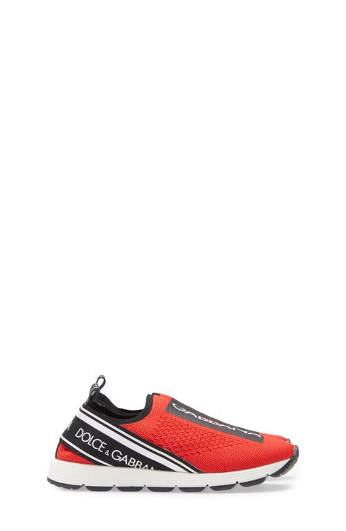 Dolce & Gabbana Dolce&gabbana Logo Knit Slip-on Sneaker In Red/black