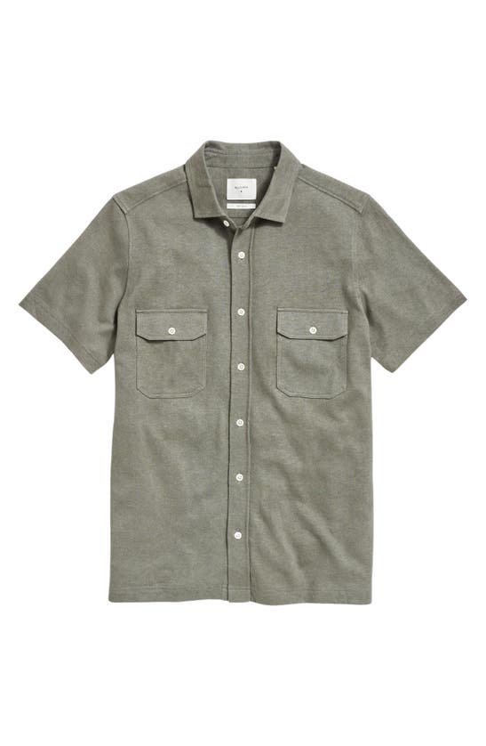 Billy Reid Short Sleeve Hemp Cotton Knit Shirt In Washed Grey