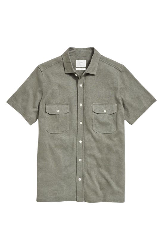 Shop Billy Reid Hemp & Cotton Knit Short Sleeve Button-up Shirt In Washed Grey