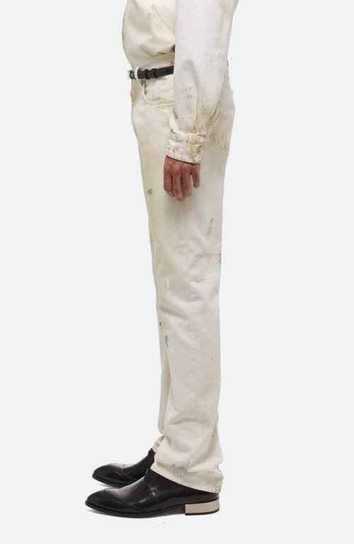 Shop Helmut Lang Painted Organic Cotton Five-pocket Pants In Ecru Painter