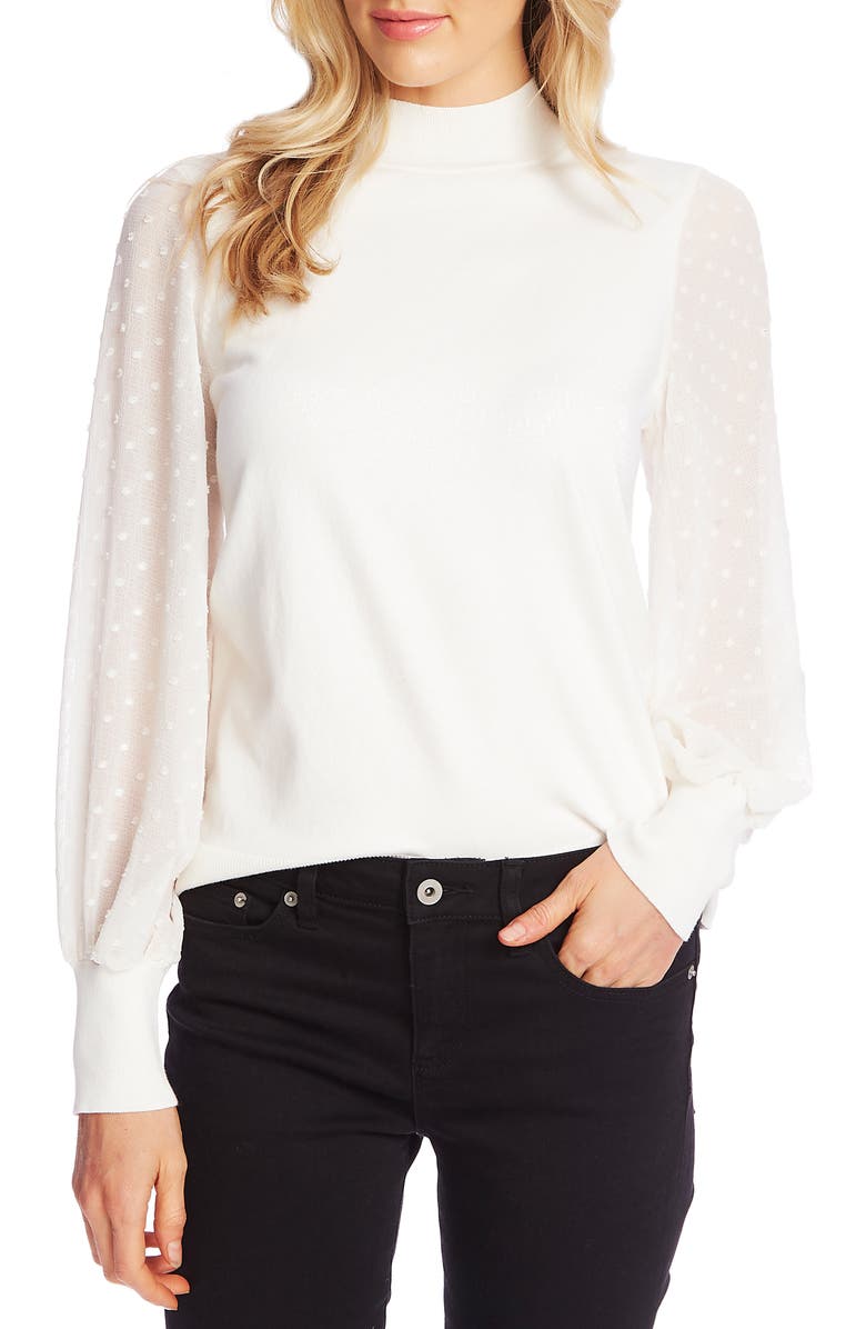 CeCe Clip Dot Sleeve Sweater | Nordstrom