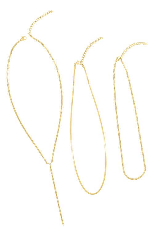 Adornia 3-piece Mixed Chain Necklace Set In Gold