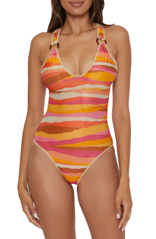 Shop Becca Canyon Sunset One-piece Swimsuit In Orange Multi