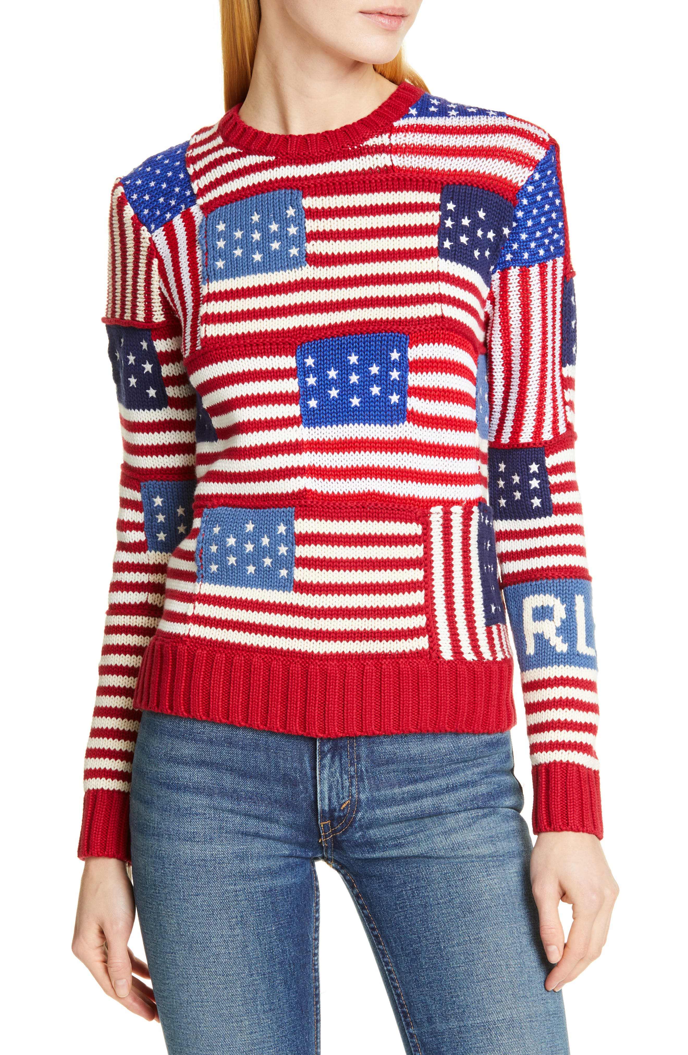 Polo Ralph Lauren Patchwork Flag Sweater Nordstrom
