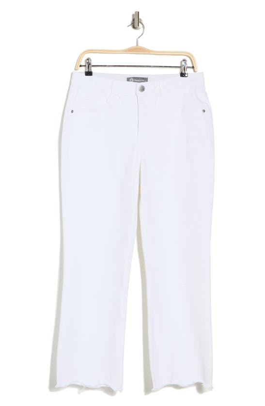 Democracy Scalloped Hem Barrel Leg Crop Jeans In Optic White