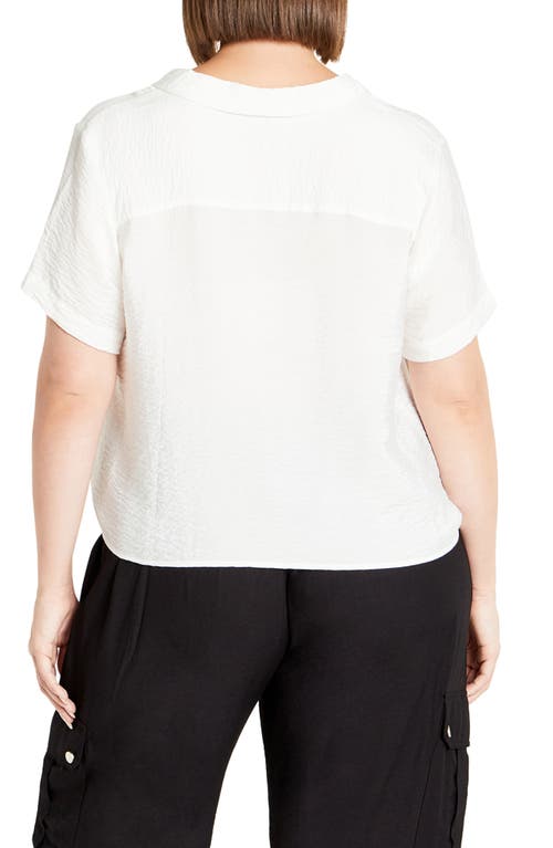 Shop City Chic Kasbah Short Sleeve Button-up Shirt In Ivory