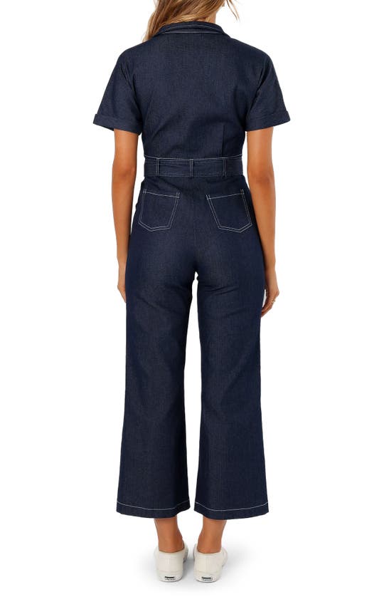 Petal And Pup Short Sleeve Denim Jumpsuit In Dark Denim