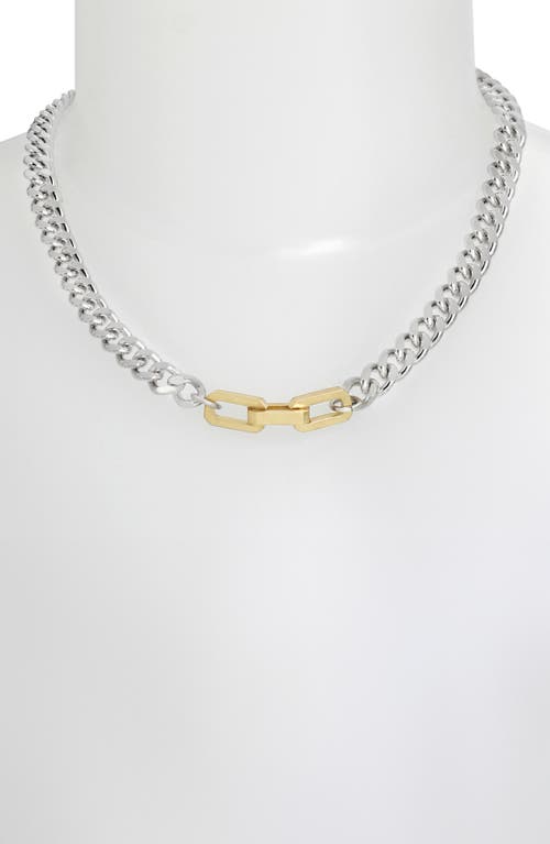 Shop Allsaints Hex Charm Collar Necklace In Rhodium/gold