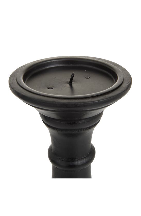 VIVIAN LUNE HOME VIVIAN LUNE HOME BLACK MANGO WOOD TURNED STYLE PILLAR CANDLE HOLDER