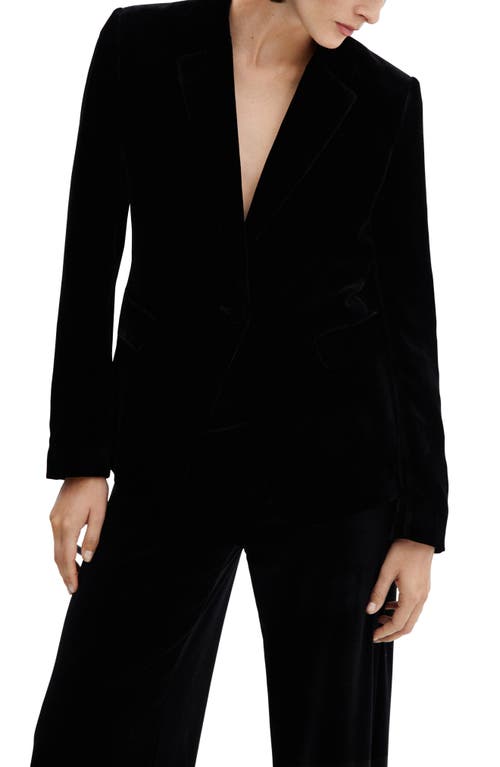 MANGO Velvet Blazer in Black at Nordstrom, Size Small