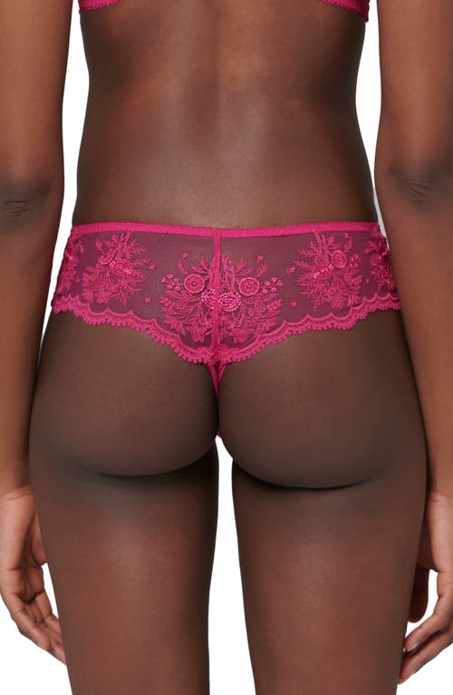Simone Perele Intrigue Floral Embroidered Tanga In Disco Pink