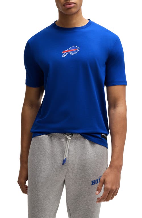 Shop Hugo Boss Boss X Nfl Stretch Cotton Graphic T-shirt In Buffalo Bills - Blue