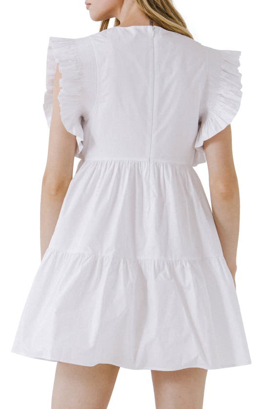 Shop English Factory Ruffle Babydoll Minidress In White