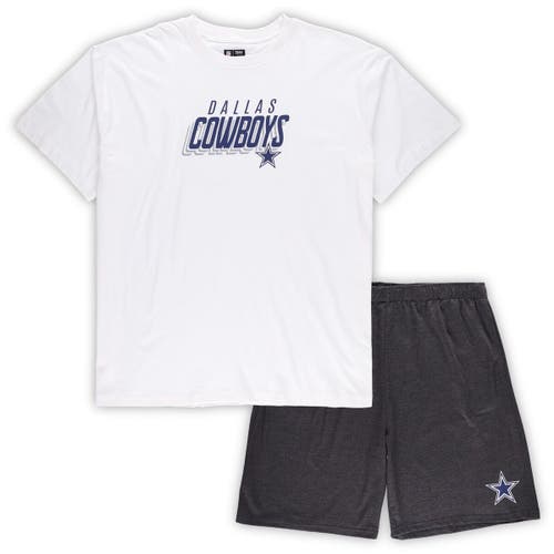Men's Concepts Sport White/Charcoal Dallas Cowboys Big & Tall T-Shirt and Shorts Set