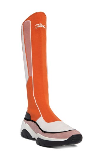 Longchamp Tall Shaft Tennis Boot In Orange