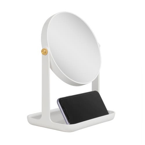 Zadro Back-to-school Makeup Mirror With Accessory Tray & Phone Holder In White