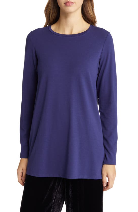 Eileen Fisher Long-sleeve Crewneck Stretch Jersey Tunic In Venus