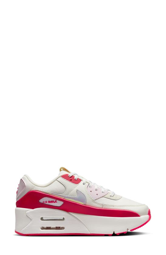 Shop Nike Air Max 90 Lv8 Platform Sneaker In Sail/ Siren Red/ Pearl Pink