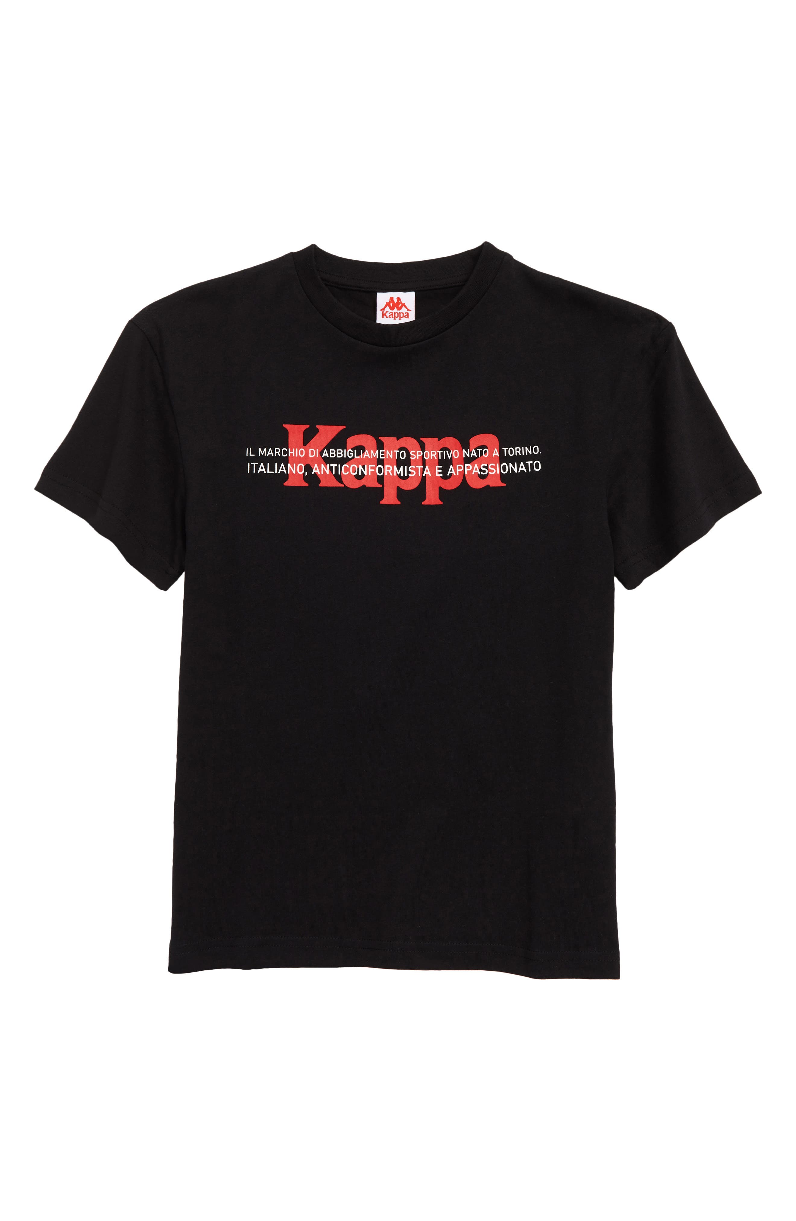 Kappa Authentic Logo Crewneck Tee in Black-Red Md at Nordstrom, Size 10Y Us
