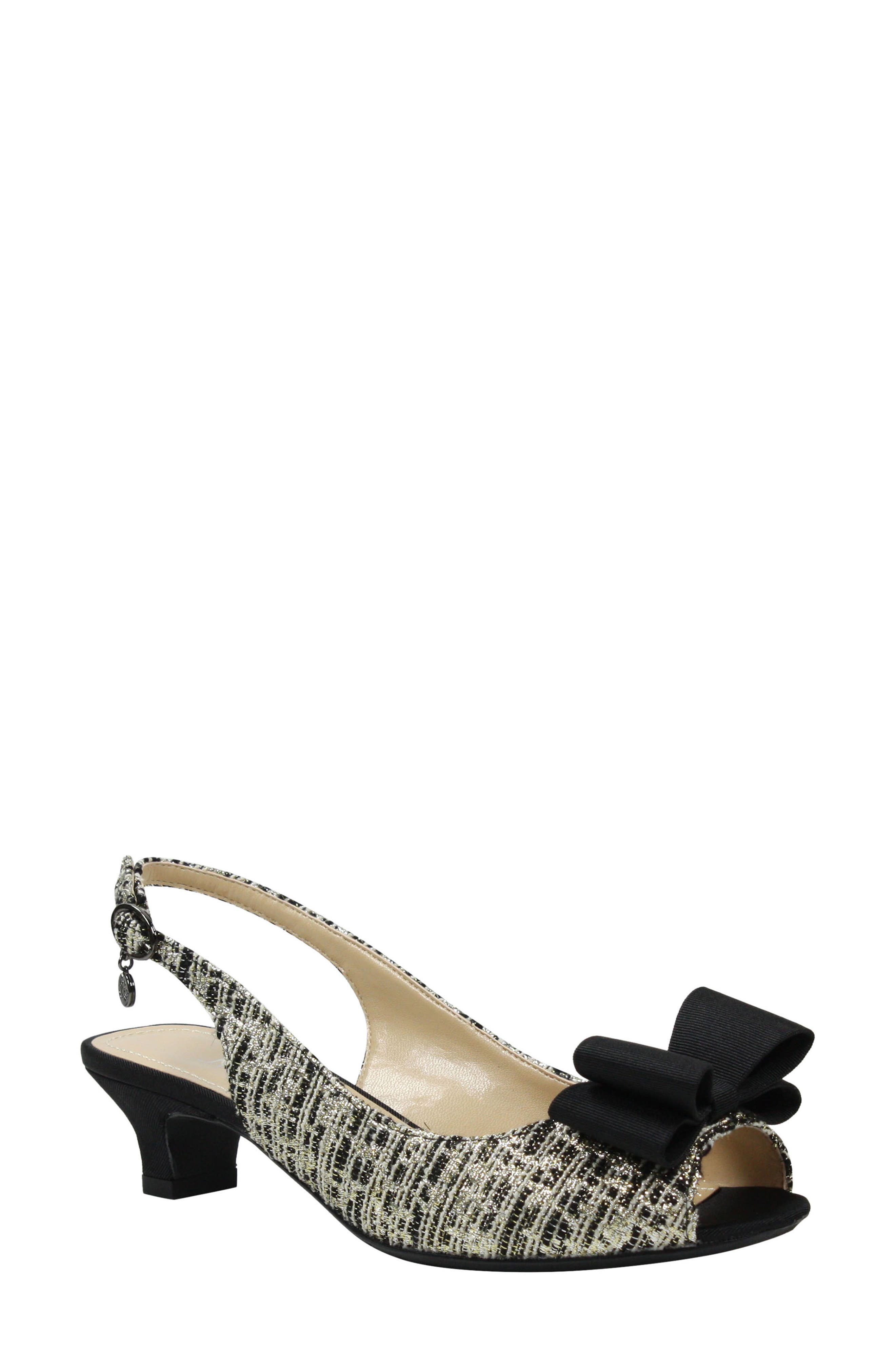 J. Renee Landan Bow Slingback Sandal, Black