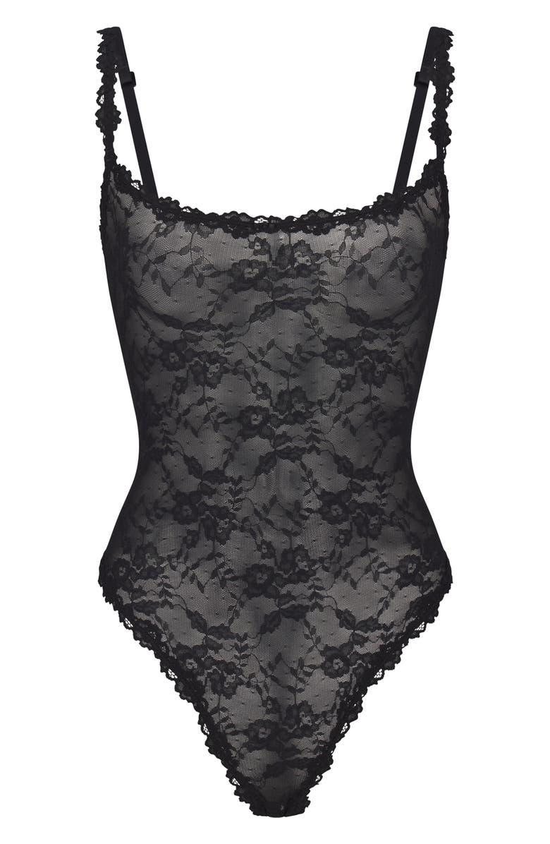SKIMS Stretch Lace Thong Bodysuit | Nordstrom