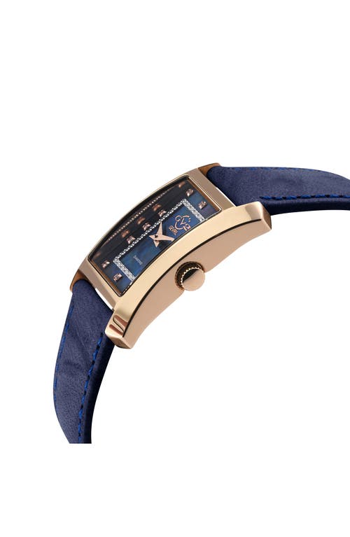 Gv2 Luino Diamond Embellished Leather Strap Watch, 23mm X 29mm In Blue