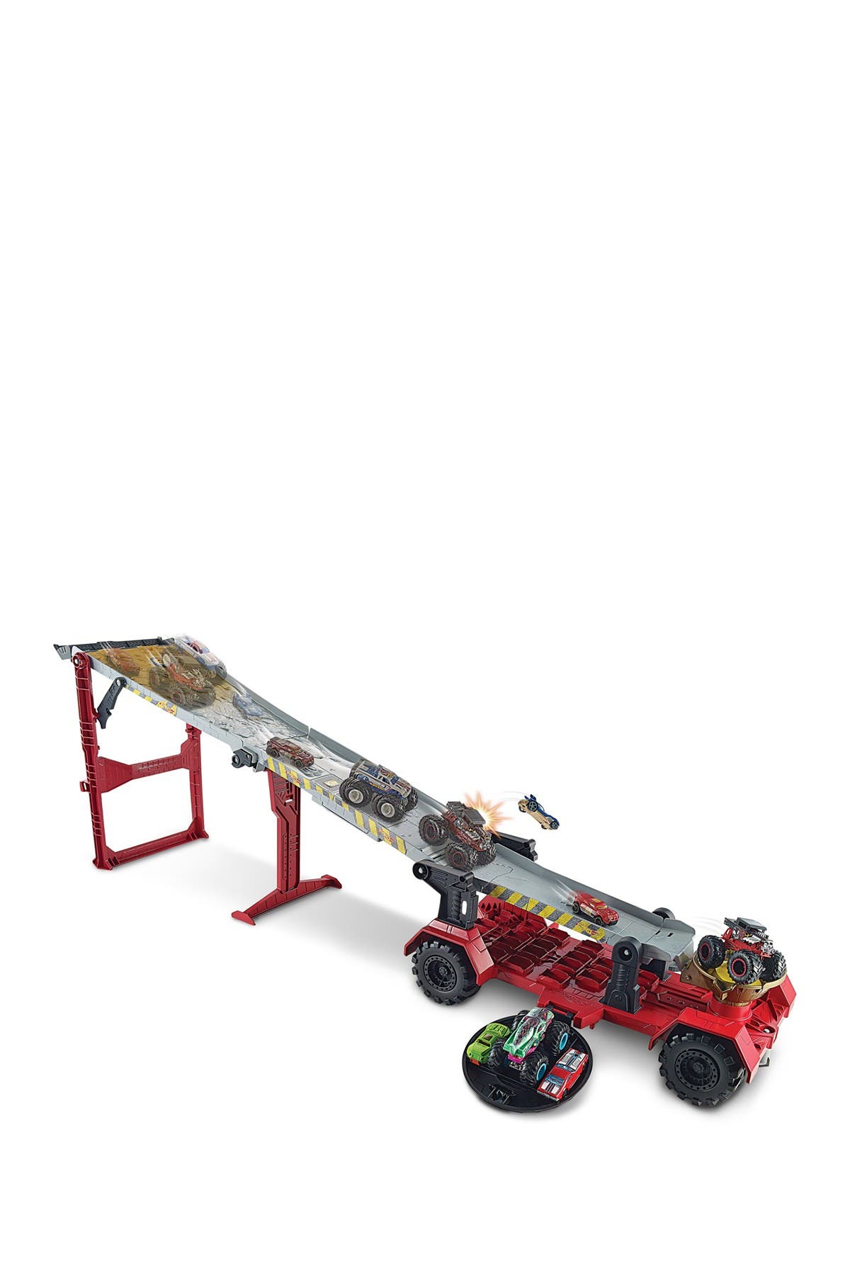 hot wheels monster trucks downhill race & go playset