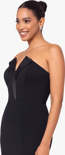 Tux Detail Strapless Column Gown