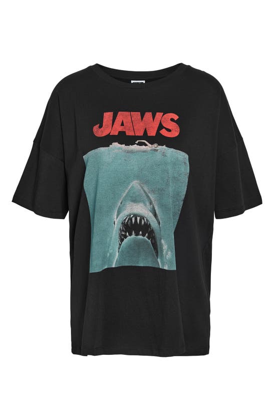 Shop Noisy May Jaws Cotton Graphic T-shirt In Black Printjaws