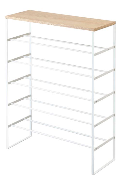 Yamazaki 6-tier Wood Top Shoe Rack In White