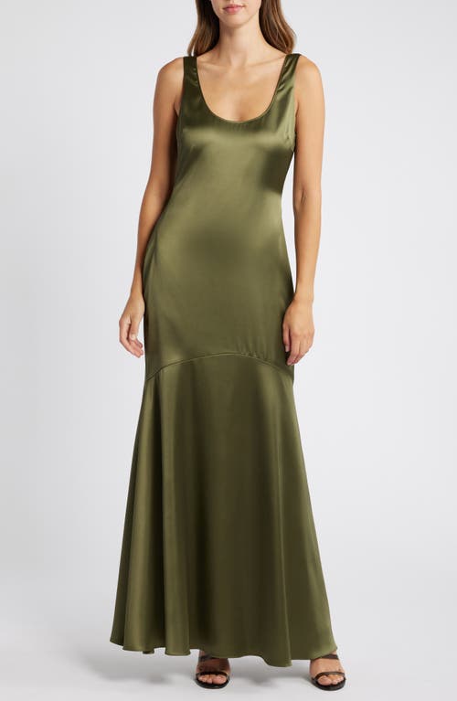 Lulus Enchanting Sophistication Satin Slipdress in Olive 