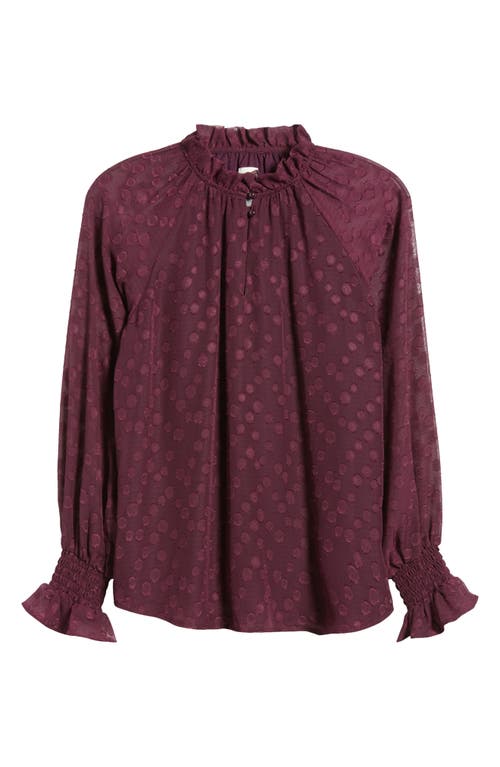 Shop Anne Klein Ruffle Trim Shirt In Deep Plum