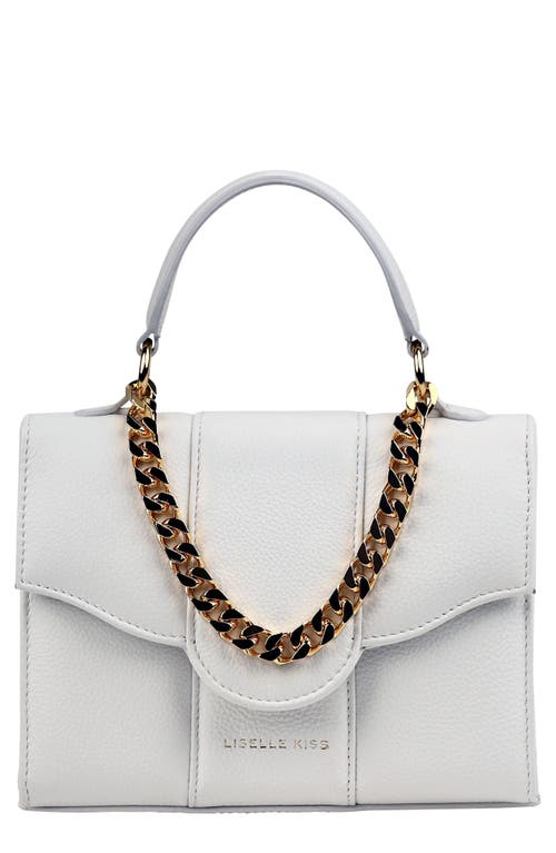 LISELLE KISS Meli Leather Top Handle Bag in White Pebble