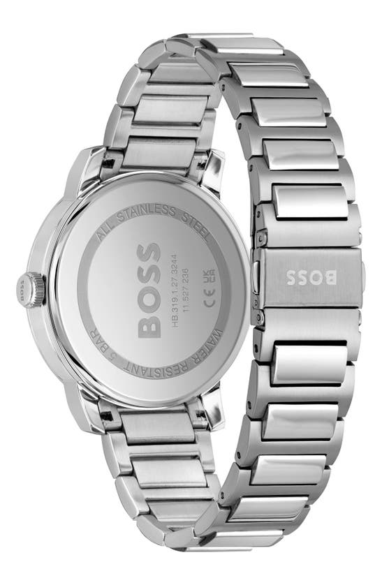 Hugo Boss Men's Dean Quartz Basic Calendar Silver-tone Stainless Steel Watch 41mm In Green