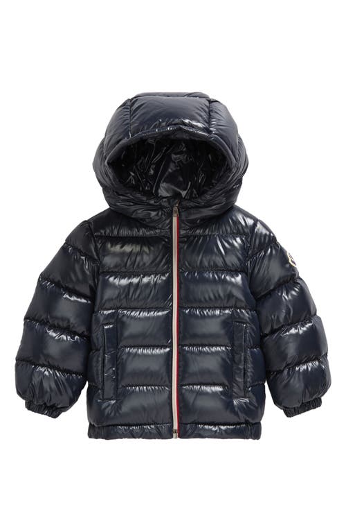 Shop Moncler Kids' New Aubert Hooded Down Jacket In Blue