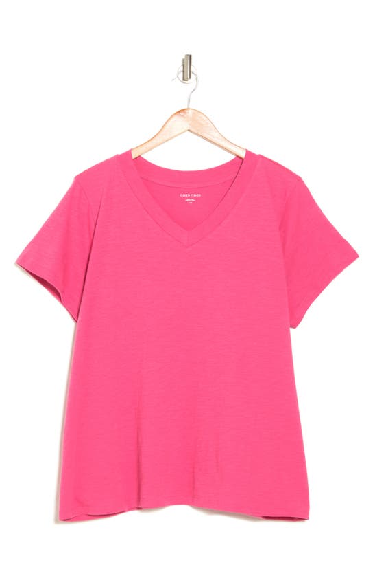 Eileen Fisher V-neck Organic Cotton T-shirt In Pink