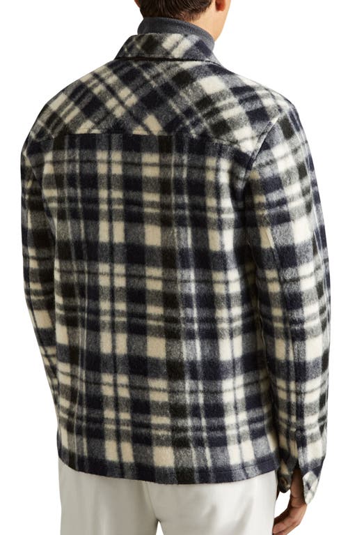 Shop Reiss Wade Plaid Overshirt In Navy