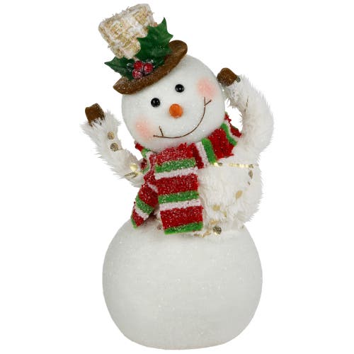 Northlight Smiling And Waving Snowman Christmas Figurine In White