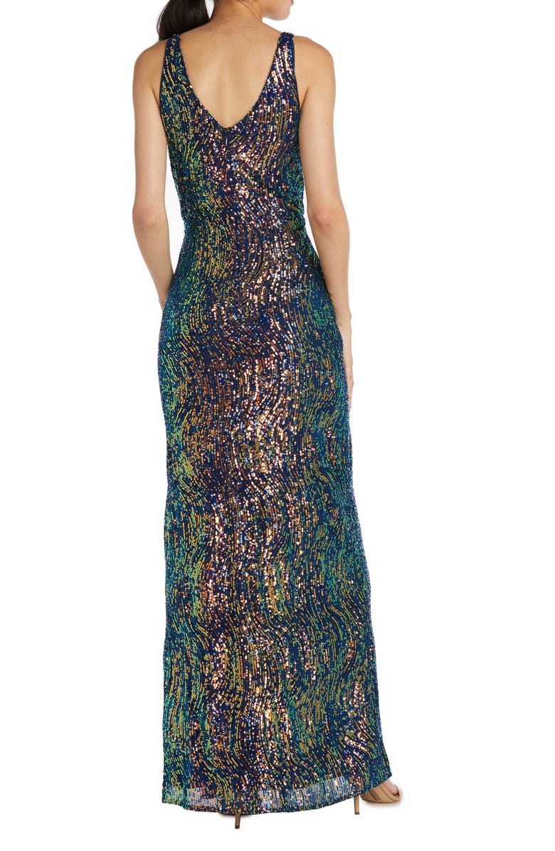Nightway Morgan & Co. Long Swirl Sequin Gown | Nordstrom