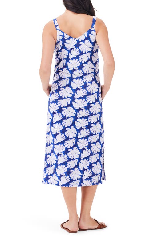 Nzt By Nic+zoe Shadow Palm Tank Midi Dress In Blue Multi