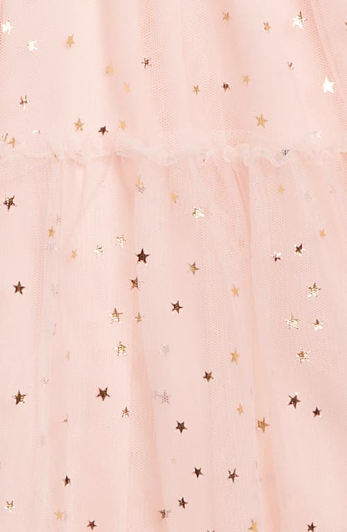 Shop Zunie Kids' Foil Star Mesh Overlay Party Dress In Blush