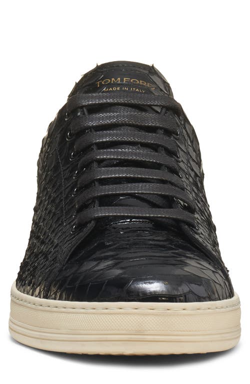 Shop Tom Ford Warwick Python Embossed Low Top Sneaker In Black/cream