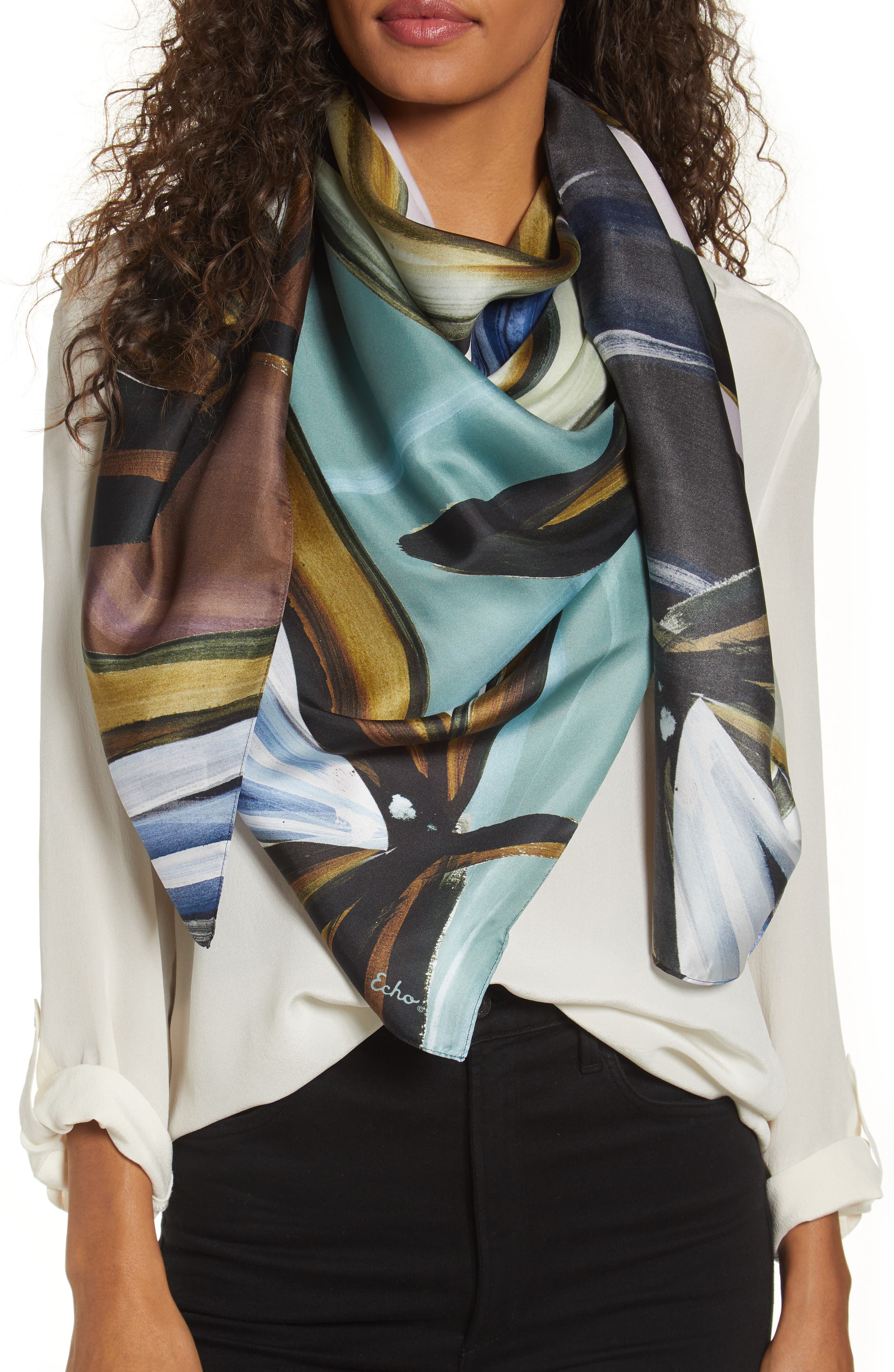 Echo Painted Tulip Square Silk Scarf Nordstrom