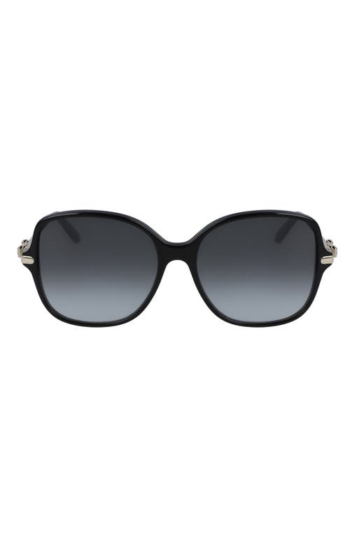 Shop Ferragamo 57mm Gradient Rounded Square Sunglasses In Black/grey