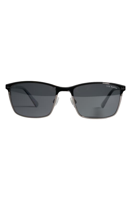 Ted Baker 57mm Polarized Rectangle Sunglasses In Black