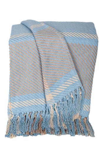 Parkland Collection Sugilite Stripe Fringe Trim Throw Blanket In Plaid Multi