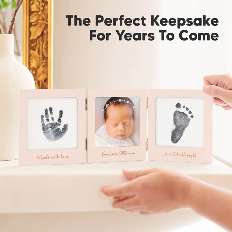 Shop Keababies Fond Clean Touch Inkless Hand And Footprint Frame In Petal Pink/gold
