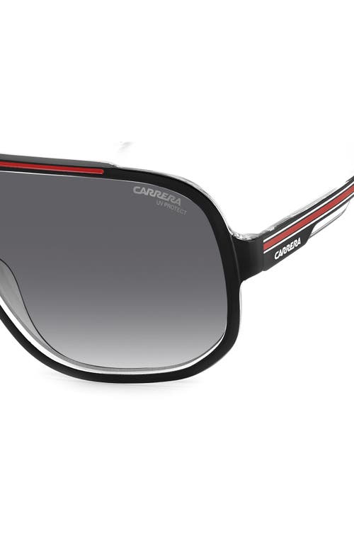 Shop Carrera Eyewear 63mm Oversize Rectangular Navigator Sunglasses In Black Red/grey Shaded