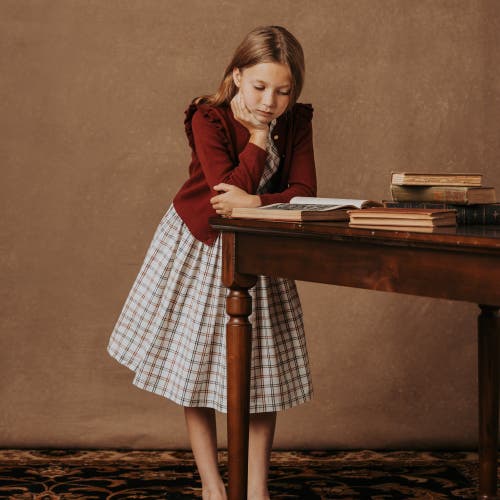 Shop Hope & Henry Girls' Organic Stretch Poplin Sash Dress, Kids In Homeroom Check