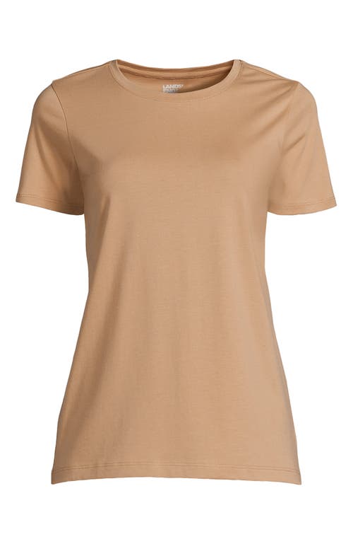 Shop Lands' End Relaxed Supima Cotton Crew Neck T-shirt In Soft Nutmeg